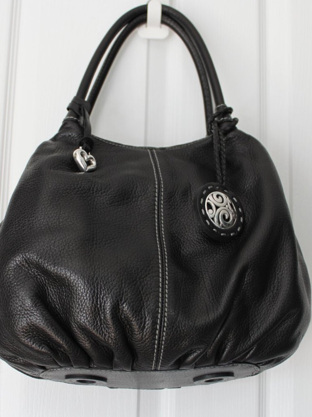 Brighton Tatum Black Pebbled Leather Shoulder Bag H41863 NWOT✨